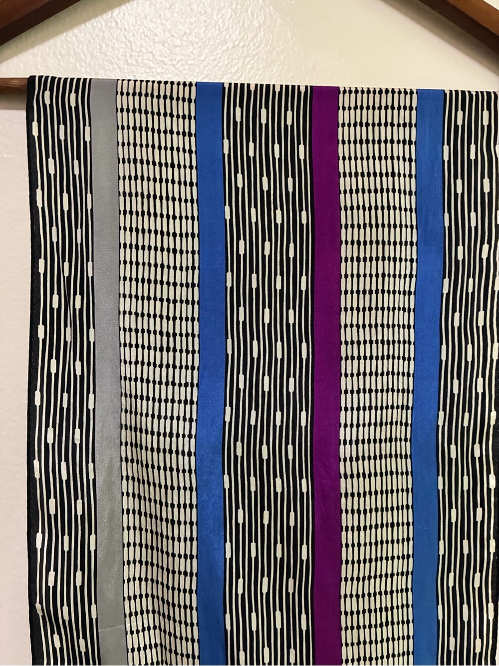 Echo Silk Striped Black, White, Blue & Purple Lightweight Scarf